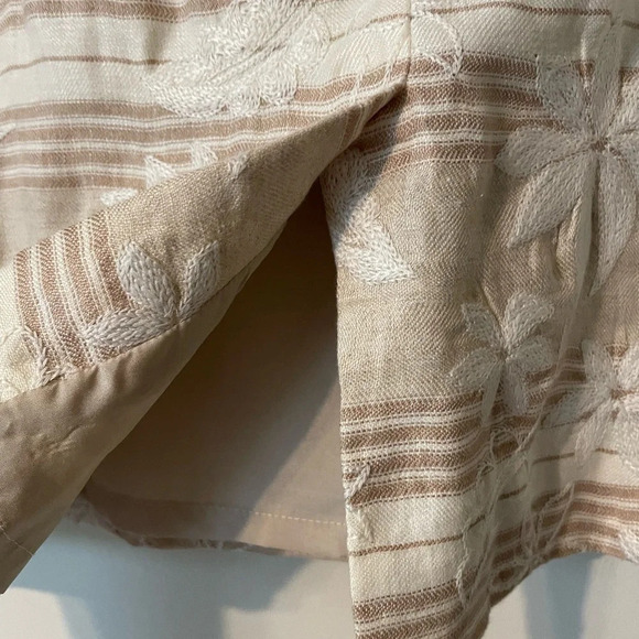 Talbots 100% Irish Linen Embroidered Fully Lined Neutral Classic Skirt Size 10 - Picture 4 of 8